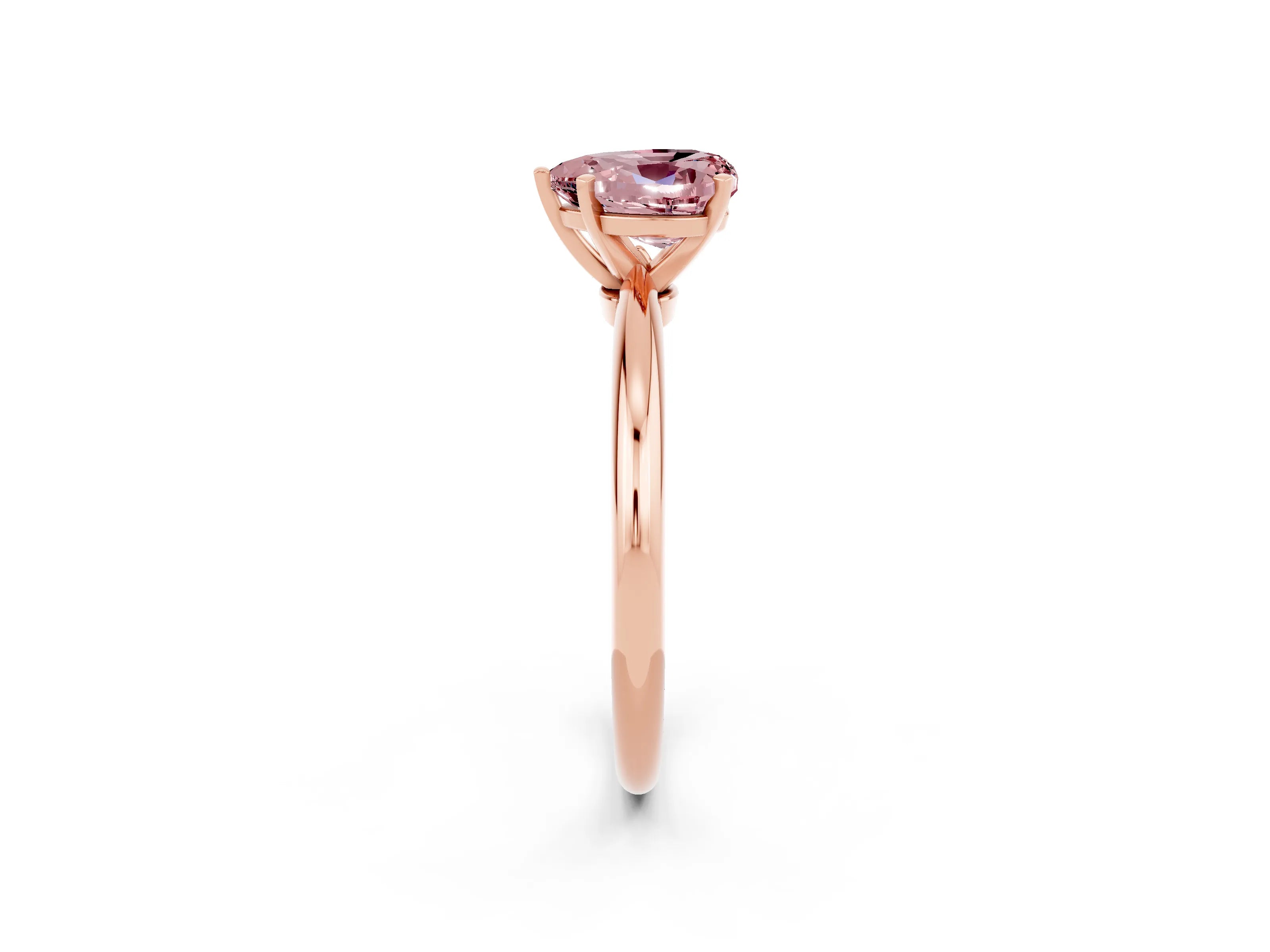 Rose gold Heart Cut Morganite Solitaire Ring with Six-Prong Setting and Classic Band_2