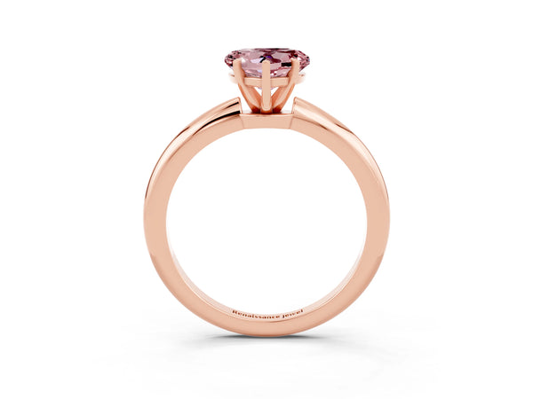 Rose gold Heart Cut Morganite Solitaire Ring with Six-Prong Setting and Classic Band