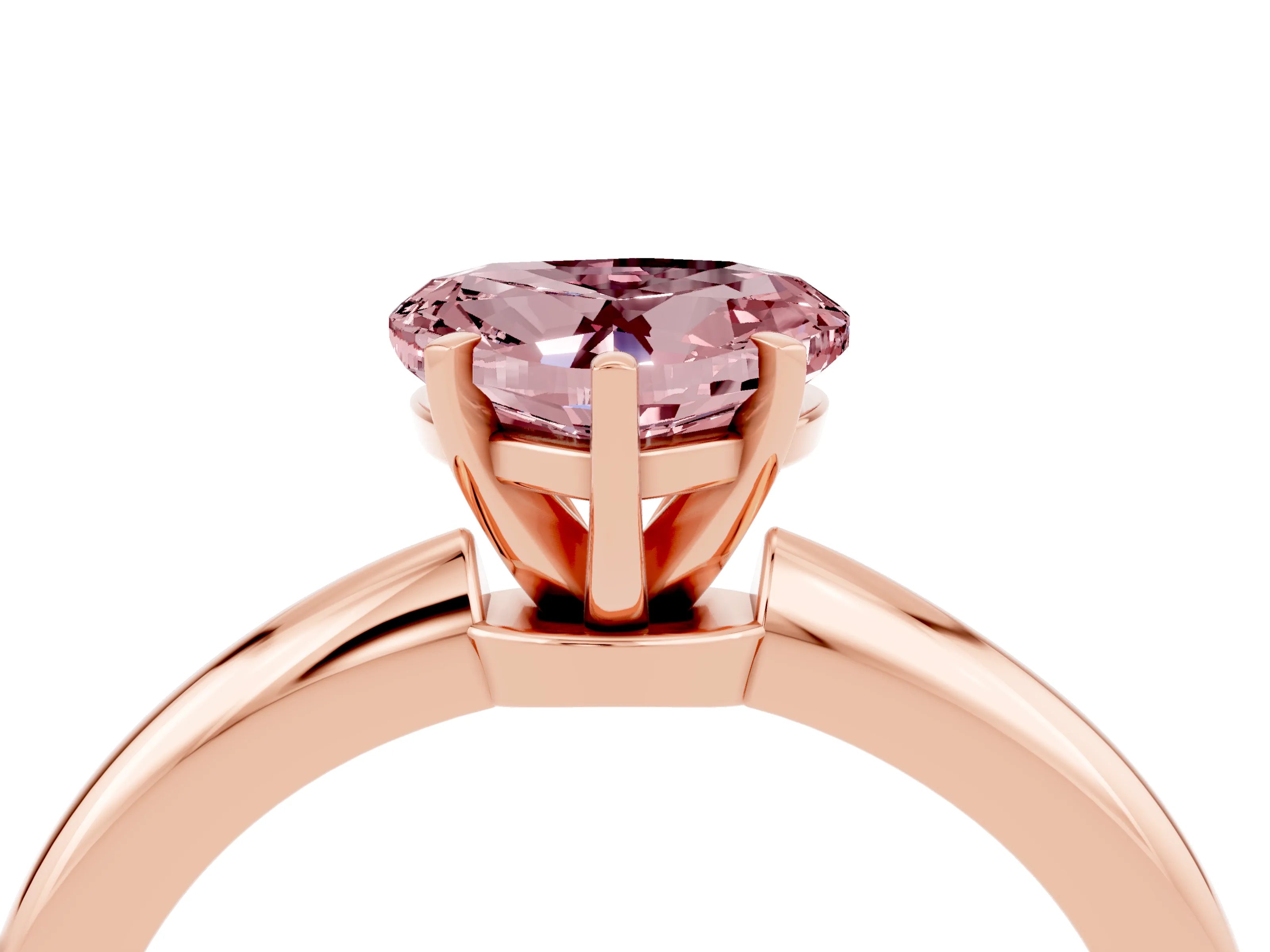 Rose gold Heart Cut Morganite Solitaire Ring with Six-Prong Setting and Classic Band_4