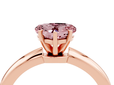 Rose gold Heart Cut Morganite Solitaire Ring with Six-Prong Setting and Classic Band_4