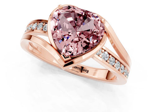 Rose gold Heart Cut Morganite Solitaire Ring with Split Shank and Prong Setting_1