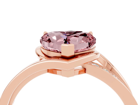 Rose gold Heart Cut Morganite Solitaire Ring with Split Shank and Prong Setting_4
