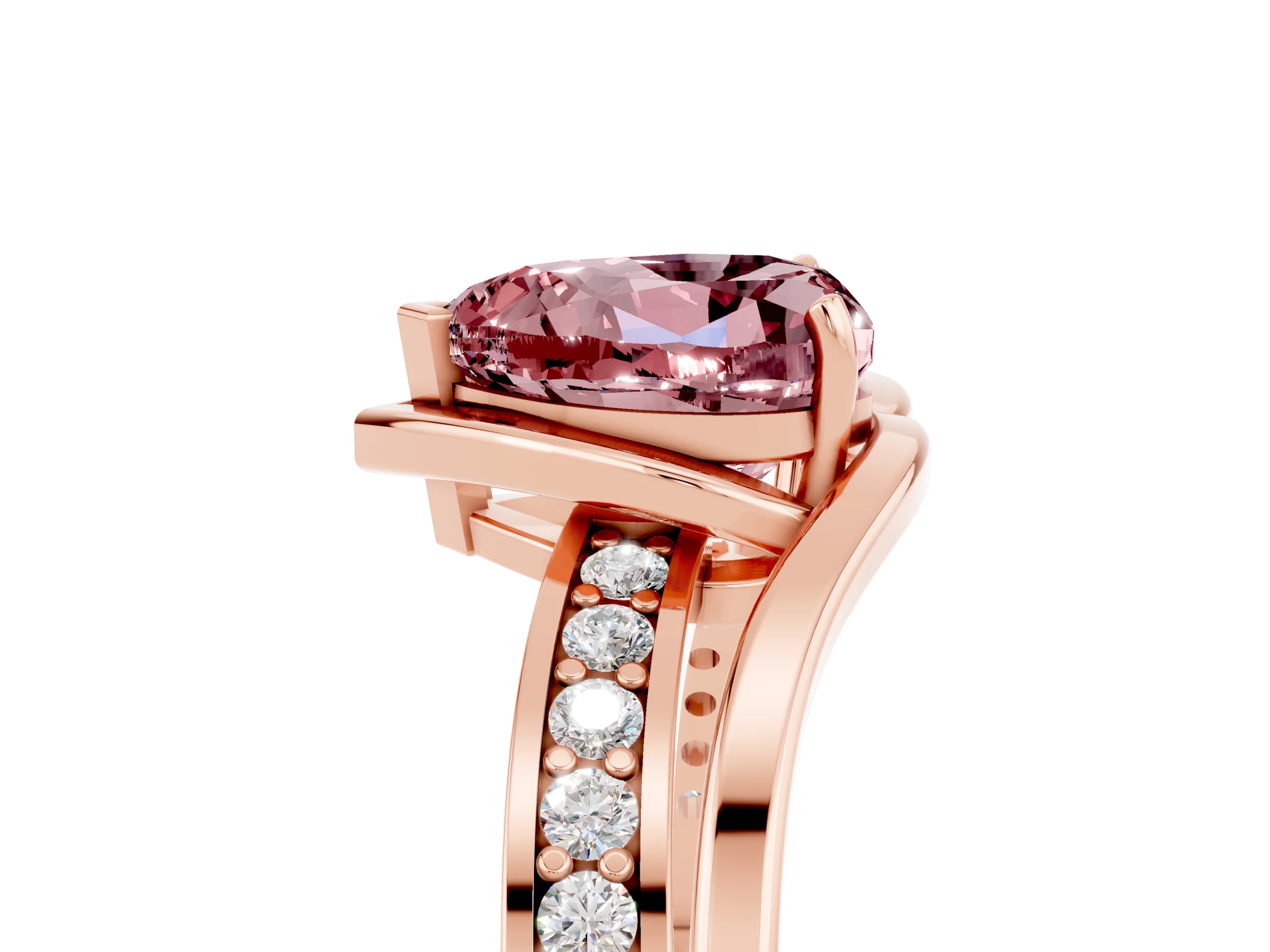 Rose gold Heart Cut Morganite Solitaire Ring with Split Shank and Prong Setting_5