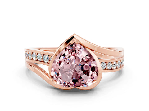 Rose gold Heart Cut Morganite Solitaire Ring with Split Shank and Prong Setting