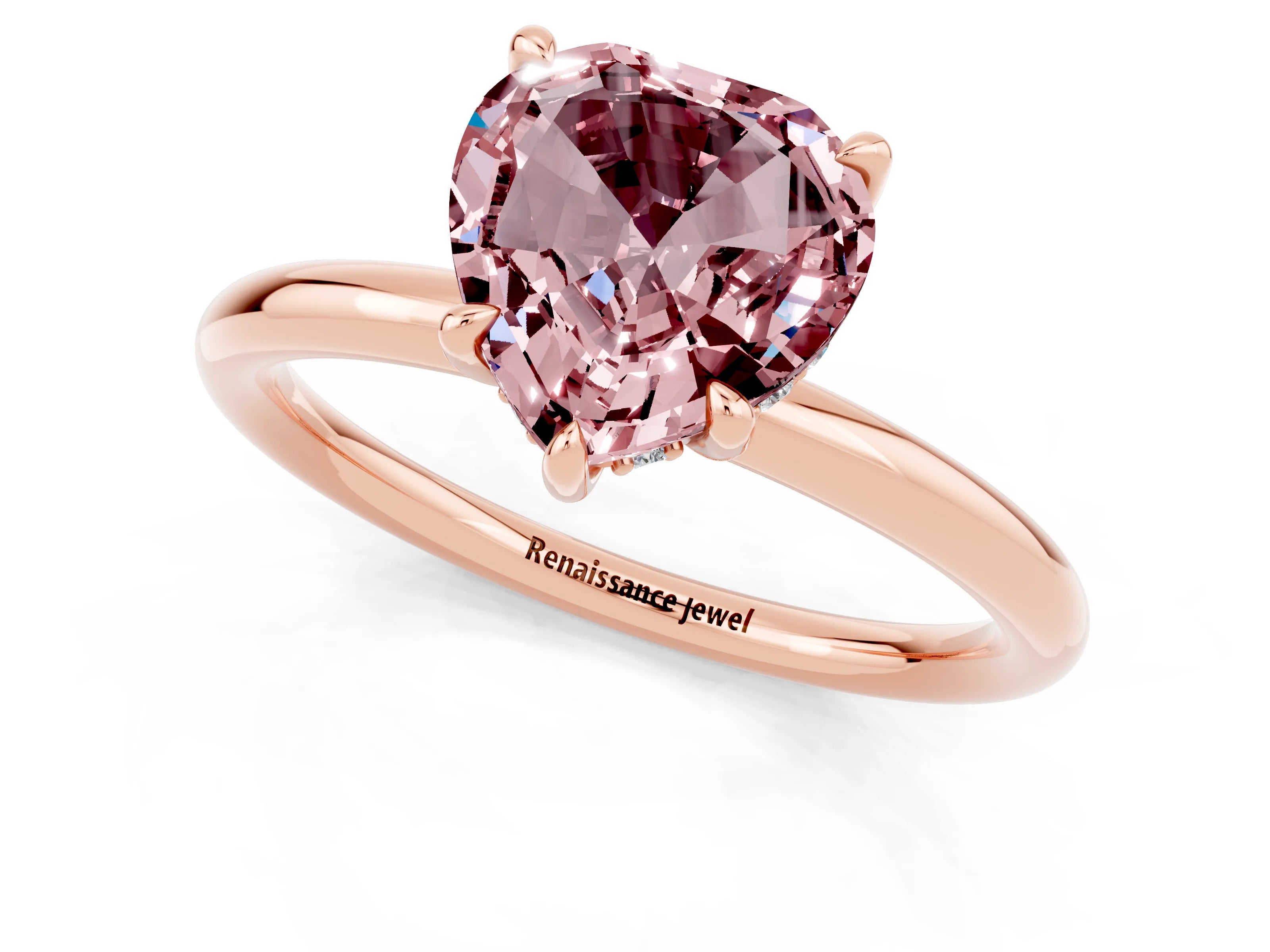 Rose gold Heart Cut Morganite Solitaire Ring with Thin Band and Four-Prong Setting_1