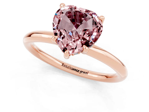 Rose gold Heart Cut Morganite Solitaire Ring with Thin Band and Four-Prong Setting_1