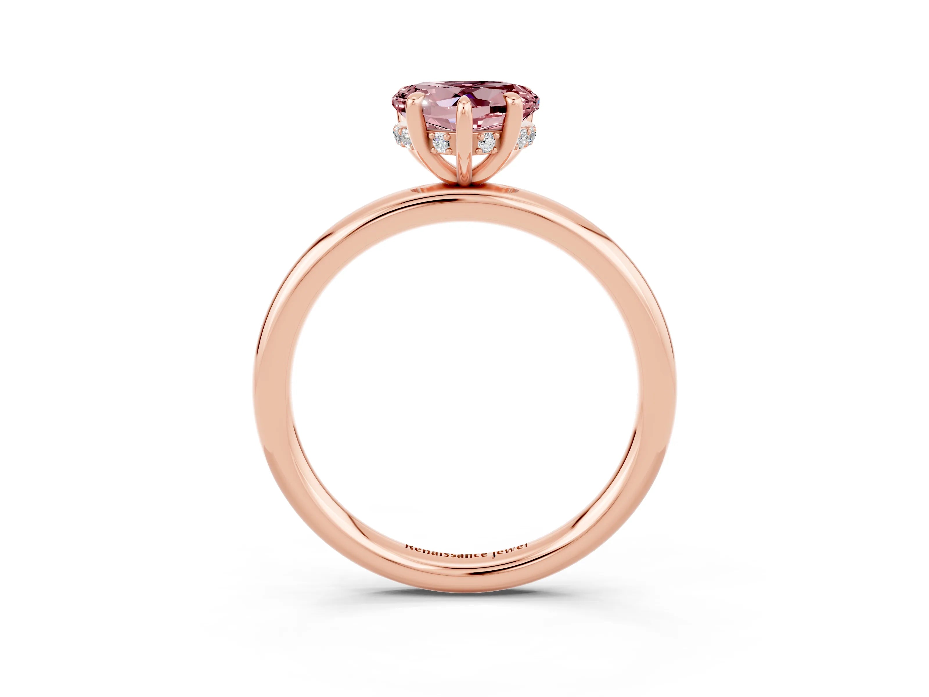 Rose gold Heart Cut Morganite Solitaire Ring with Thin Band and Four-Prong Setting_3