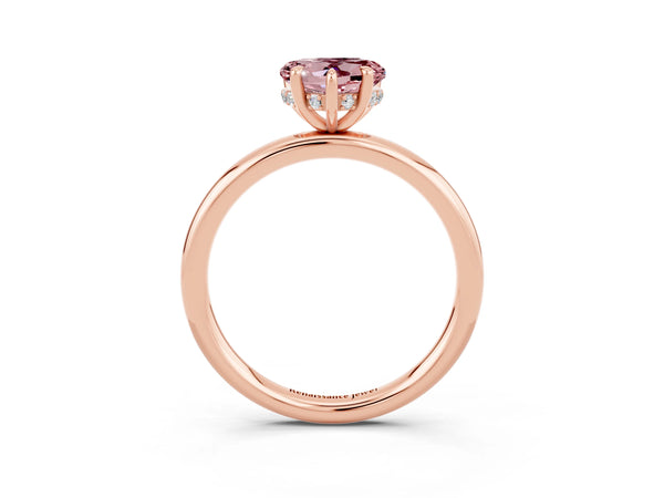 Rose gold Heart Cut Morganite Solitaire Ring with Thin Band and Four-Prong Setting