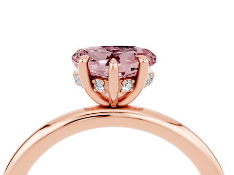 Rose gold Heart Cut Morganite Solitaire Ring with Thin Band and Four-Prong Setting_4