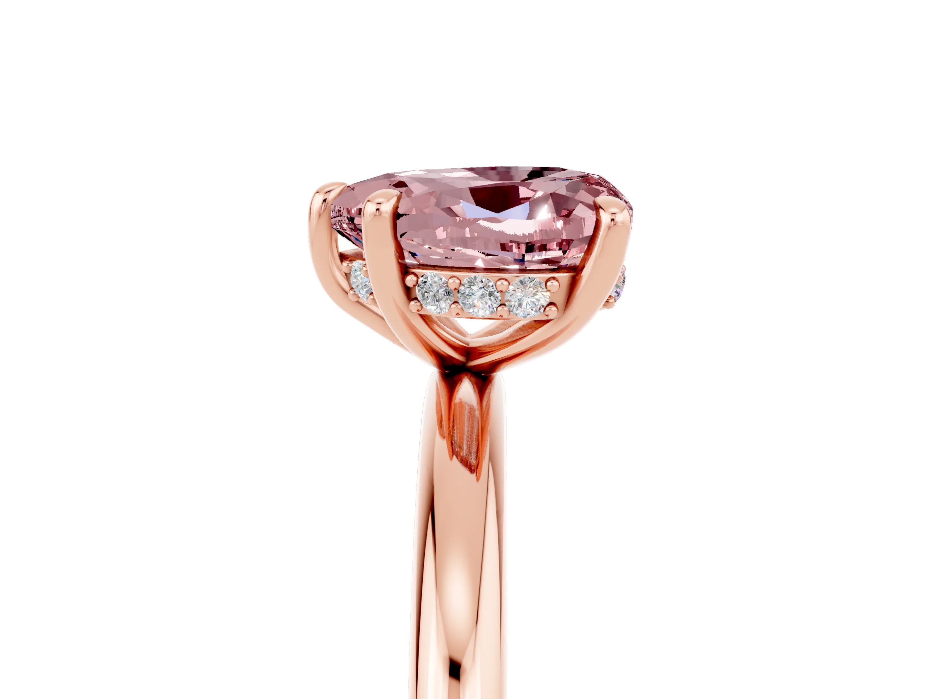 Rose gold Heart Cut Morganite Solitaire Ring with Thin Band and Four-Prong Setting_5