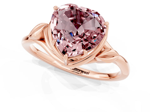 Rose gold Heart Cut Morganite Solitaire Ring with Twist Band and Four-Prong Setting_25