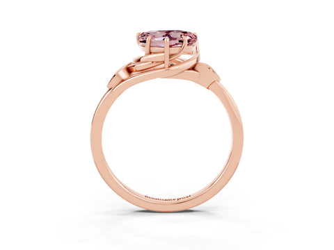 Rose gold Heart Cut Morganite Solitaire Ring with Twist Band and Four-Prong Setting_27