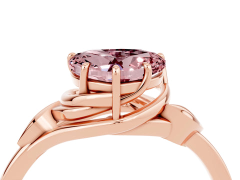 Rose gold Heart Cut Morganite Solitaire Ring with Twist Band and Four-Prong Setting_28