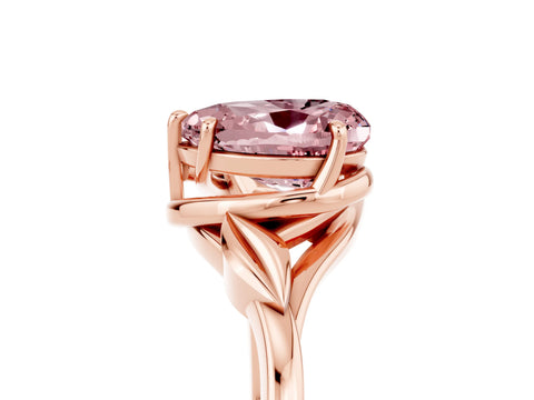Rose gold Heart Cut Morganite Solitaire Ring with Twist Band and Four-Prong Setting_29