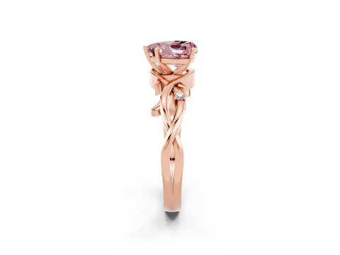 Rose gold Heart Cut Morganite Solitaire Ring with Twisted Band and Prong Setting_2
