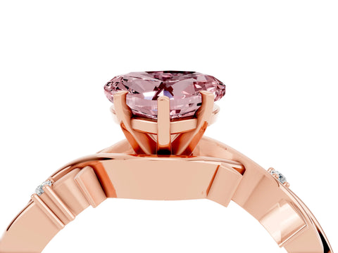 Rose gold Heart Cut Morganite Solitaire Ring with Twisted Band and Prong Setting_4