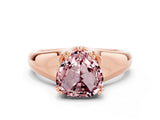 Rose gold Heart Cut Morganite Solitaire Ring with Wide Band and Prong Setting