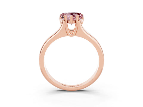 Rose gold Heart Cut Morganite Solitaire Ring with Wide Band and Prong Setting_3