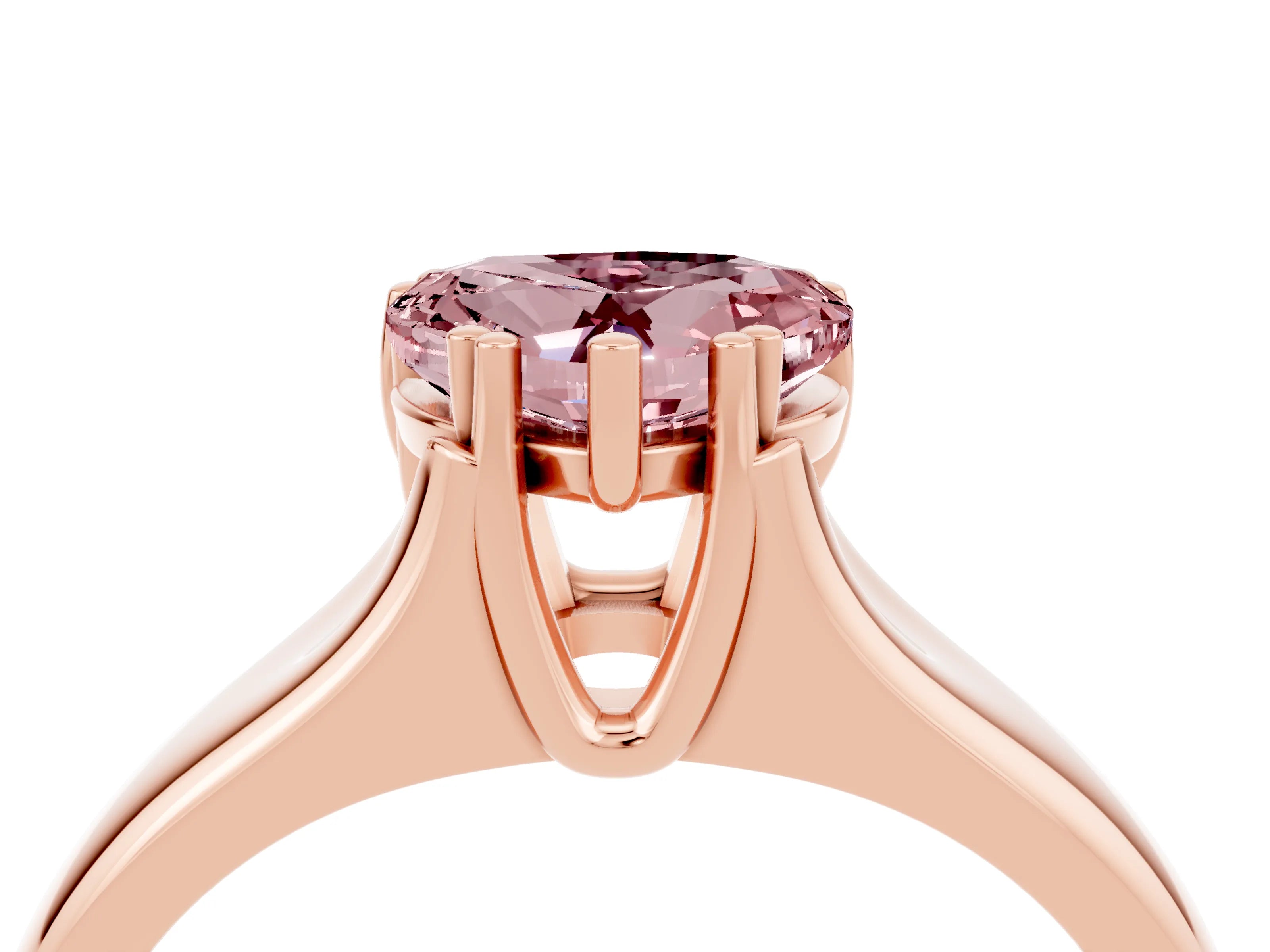 Rose gold Heart Cut Morganite Solitaire Ring with Wide Band and Prong Setting_4