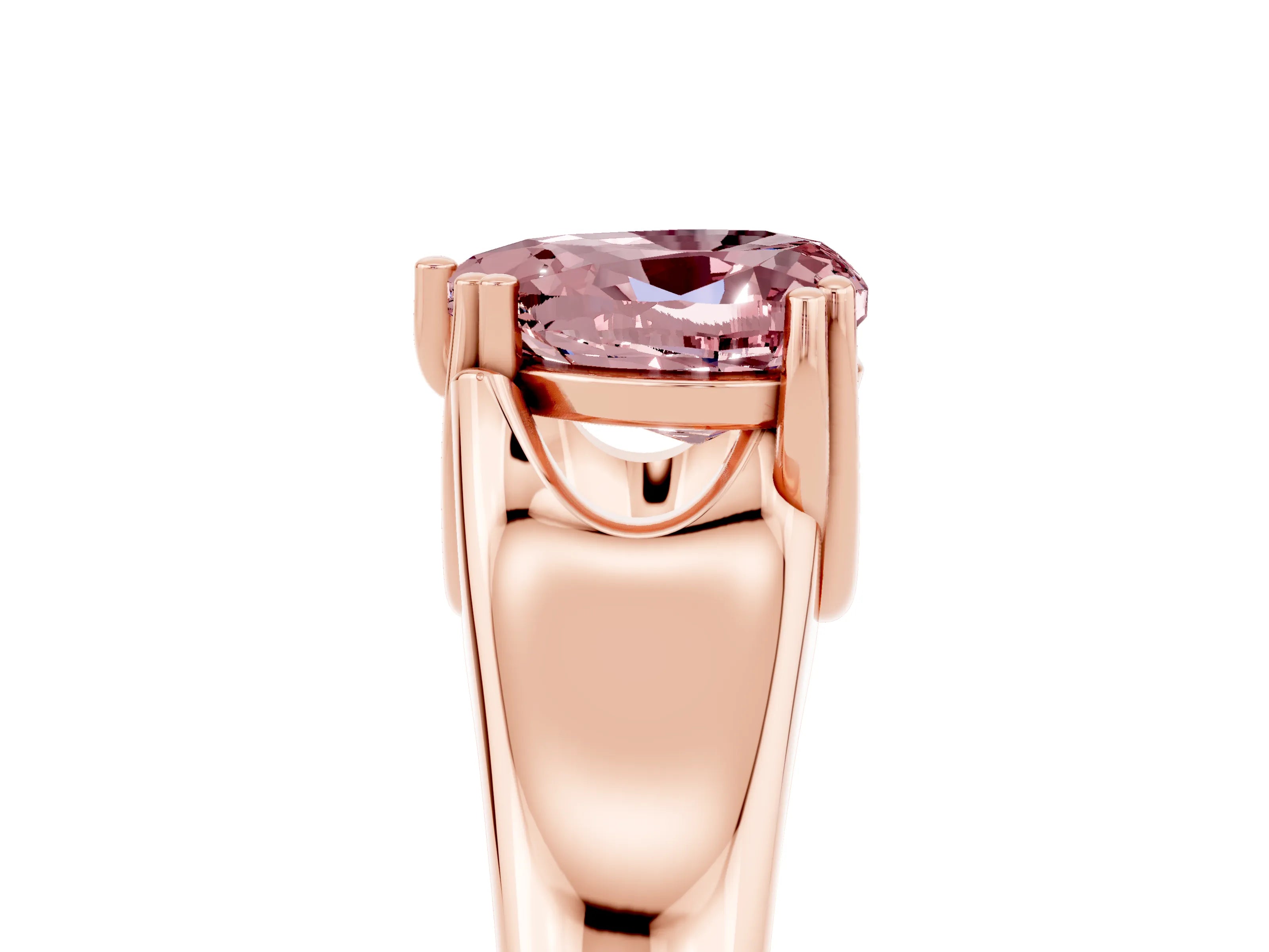 Rose gold Heart Cut Morganite Solitaire Ring with Wide Band and Prong Setting_5