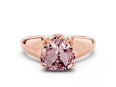 Rose gold Heart Cut Morganite Solitaire Ring with Wide Band and Prong Setting