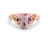 Rose gold Heart Cut Morganite Solitaire Twist Band Prong Setting Ring_36