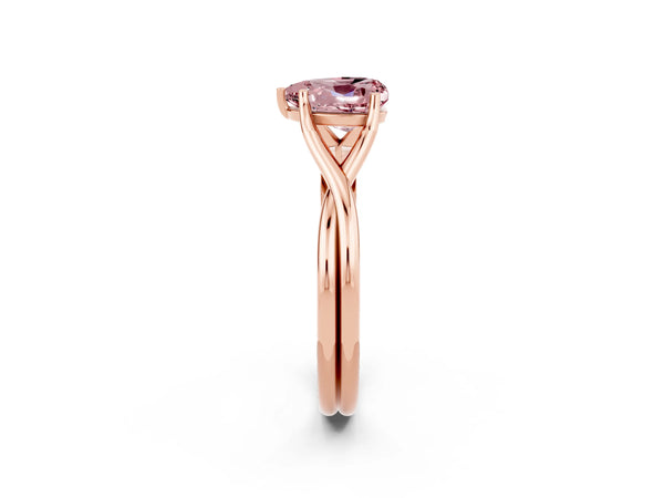 Rose gold Heart Cut Morganite Solitaire Twist Band Prong Setting Ring