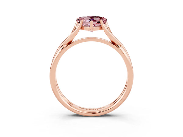 Rose gold Heart Cut Morganite Solitaire Twist Band Prong Setting Ring