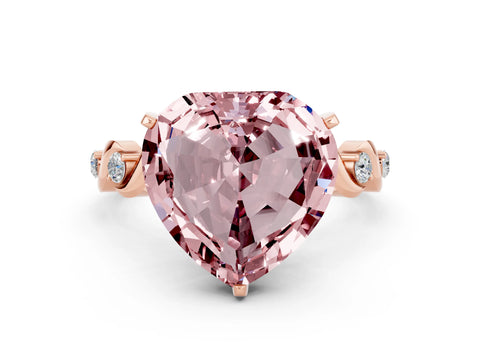 Rose gold Heart Cut Morganite Solitaire Twisted Band with Round  Accents and Prong Setting_12