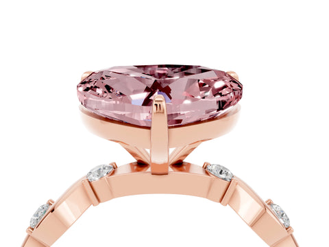 Rose gold Heart Cut Morganite Solitaire Twisted Band with Round  Accents and Prong Setting_16