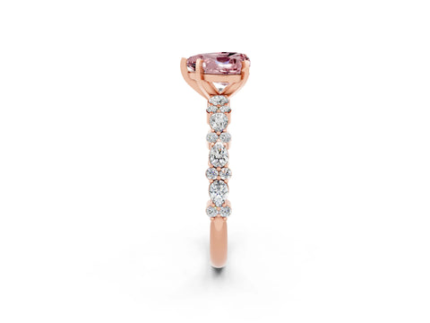 Rose gold Heart Cut Morganite Solitaire with Side Stones, Pave Band, Four-Prong Setting_38