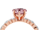 Rose gold Heart Cut Morganite Solitaire with Side Stones, Pave Band, Four-Prong Setting_40