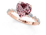 Rose gold Heart Cut Morganite Solitaire with Side Stones on a Pavé Band and Four-Prong Setting_1