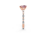 Rose gold Heart Cut Morganite Solitaire with Side Stones on a Pavé Band and Four-Prong Setting_2