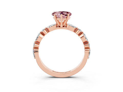 Rose gold Heart Cut Morganite Solitaire with Side Stones on a Pavé Band and Four-Prong Setting_3