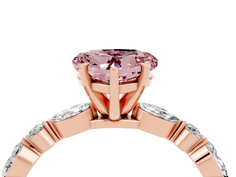 Rose gold Heart Cut Morganite Solitaire with Side Stones on a Pavé Band and Four-Prong Setting_4