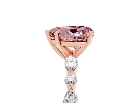 Rose gold Heart Cut Morganite Solitaire with Side Stones on a Pavé Band and Four-Prong Setting_5