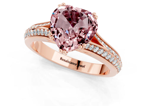 Rose gold Heart Cut Morganite Split Shank Engagement Ring with Pavé Band_1