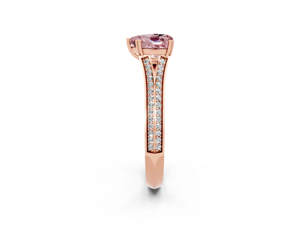 Rose gold Heart Cut Morganite Split Shank Engagement Ring with Pavé Band