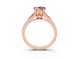 Rose gold Heart Cut Morganite Split Shank Engagement Ring with Pavé Band_3