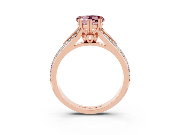 Rose gold Heart Cut Morganite Split Shank Engagement Ring with Pavé Band