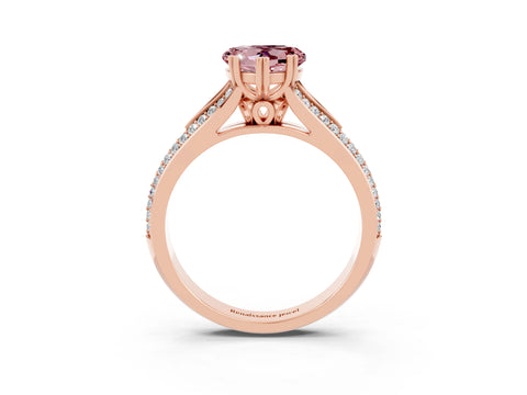 Rose gold Heart Cut Morganite Split Shank Engagement Ring with Pavé Band_3