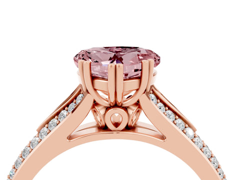 Rose gold Heart Cut Morganite Split Shank Engagement Ring with Pavé Band_4