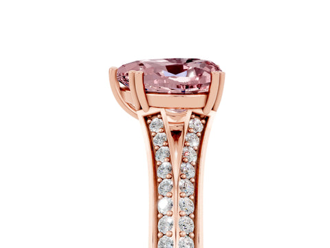Rose gold Heart Cut Morganite Split Shank Engagement Ring with Pavé Band_5