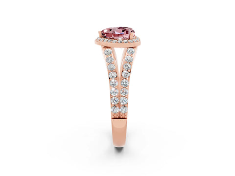 Rose gold Heart Cut Morganite Split Shank Halo Ring with Four-Prong Setting_14