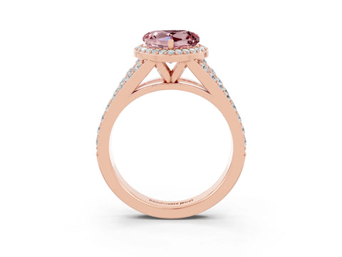 Rose gold Heart Cut Morganite Split Shank Halo Ring with Four-Prong Setting_15