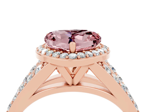 Rose gold Heart Cut Morganite Split Shank Halo Ring with Four-Prong Setting_16
