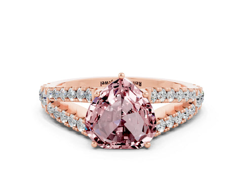 Rose gold Heart Cut Morganite Split Shank Pavé Engagement Ring with Four-Prong Setting_12