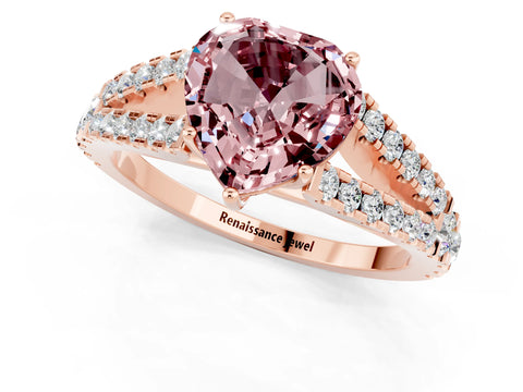 Rose gold Heart Cut Morganite Split Shank Pavé Engagement Ring with Four-Prong Setting_13