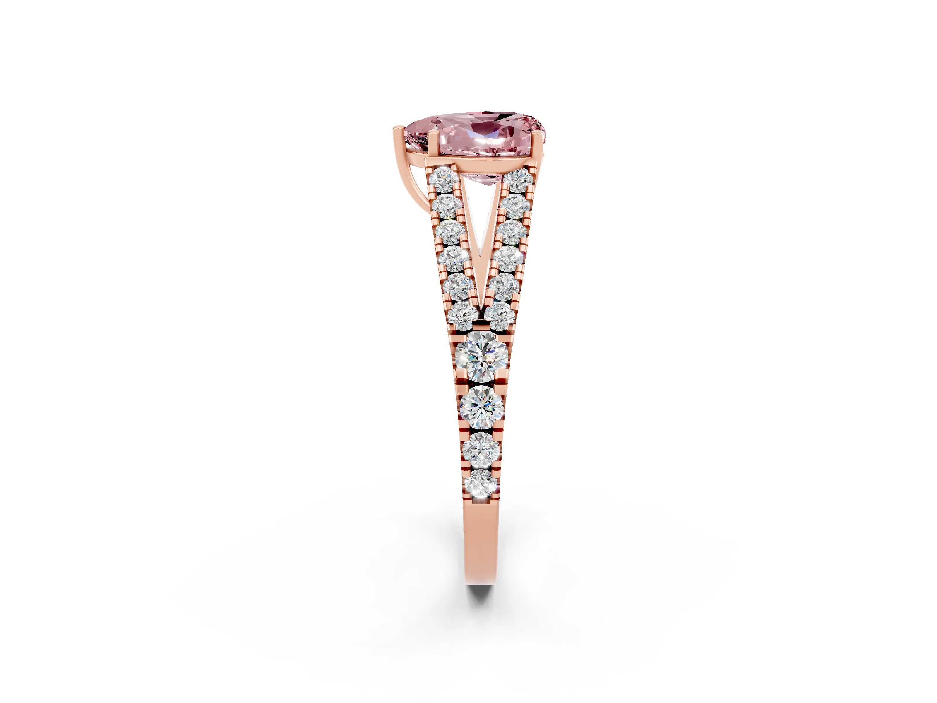 Rose gold Heart Cut Morganite Split Shank Pavé Engagement Ring with Four-Prong Setting_14